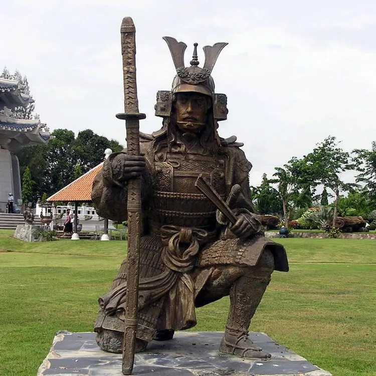 Estatua de Guerrero samurái de bronce fundido de metal, tamaño real, a la venta