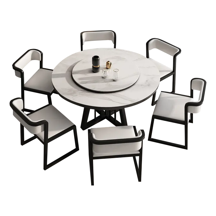 Ensembles de table à manger Table à manger rotative Meubles de salle à manger de luxe multifonctionnel rond en marbre de haute qualité en gros moderne