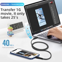 Kabel Data ponsel tembaga murni, kabel USB mikro Android pengisian daya Cepat 1M 2,4 A dengan jaket TPE