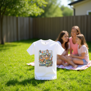 T-shirt con ritratto di famiglia, camicia promozionale unisex in cotone bianco - Product Image 3