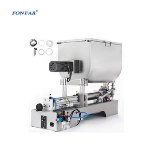 Semi-auto U Shape Big Hopper 80L Liquid Paste Fix Quantity Filling Machine Preheat Thick Oil Honey Liquid Filling Machine