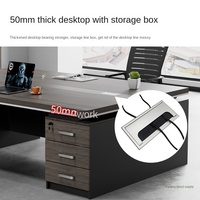Ensemble bureau et chaise de direction, design minimaliste et élégant, bureau informatique pour deux personnes avec tiroirs, conception intégrée pour le travail en face-à-face