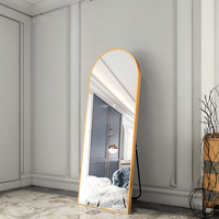 Miroir sur pied arqué avec cadre métallique fin pour chambre, salon, entrée, dressing - Vente en gros