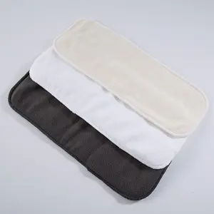批发竹炭衬垫婴儿可重复使用尿布天然竹碳fabira可水洗3布尿布插入