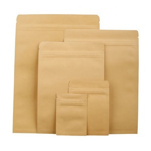 Kantong Kertas Kraft Mini Ziplock dengan Jendela Transparan yang Dapat Ditutup Kembali untuk Pengemasan Sampel Teh, Kacang, dan Buah Kering