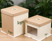 Boîte à gâteau personnalisable avec fenêtre transparente, emballage biodégradable de qualité alimentaire en ivoire pour pâtisserie, gâteaux faits maison