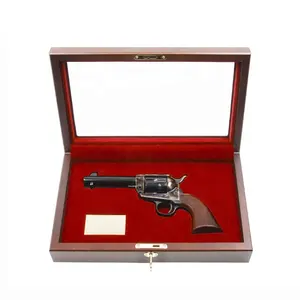 Luxe en bois d'acajou solide pistolet cadeau boîte de rangement