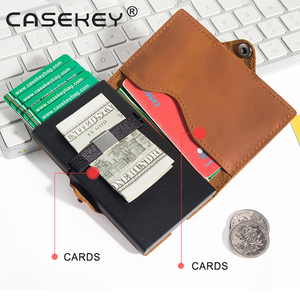 Casekey Vintage Classic Real Cow Leather Card Holder <b>Rfid</b> Business Pop up case Mini Smart Leather <b>Wallet</b> <b>for</b> <b>Men</b> - Product Image 4