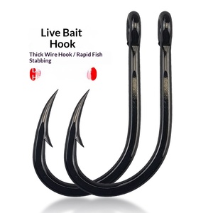 Hameçon pour appâts vivants à tige épaissie et ardillons, pour la pêche en haute mer, style pêche aux puits pétroliers, pour Carpe herbivore, <span class=keywords><strong>Esturgeon</strong></span>, Black Bass, Grouper - Product Image 1