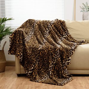 Plaid en peluche à imprimé léopard, rectangulaire, anti-boulochage, lavable en machine, style moderne, pour la maison en hiver - Product Image 5