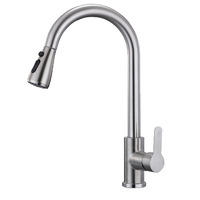 Robinet de cuisine moderne à tirette en acier inoxydable Robinet de cuisine domestique résistant aux éclaboussures avec noyau de valve en céramique pour lavabo et évier