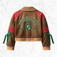 Vestes en cuir varsity personnalisées OEM, coupe courte, avec broderie de patchs, manches en cuir, veste varsity pour homme