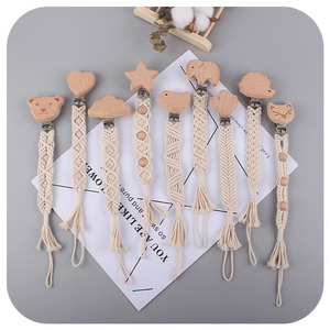 Baby <strong>Teether</strong> Toys Bear Shape 100% Cotton Handmade Macrame Crochet <strong>Wooden</strong> <strong>Teether</strong> Crochet Pacifier <strong>Clip</strong> - Product Image 1