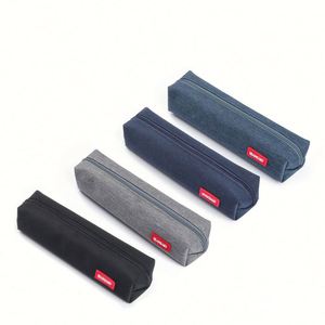 High Quality Portable Washable Canvas <b>Black</b> Gray <b>Mini</b> Pencil case Pouch Pen <b>Bag</b> for Students School Supplies - Product Image 1