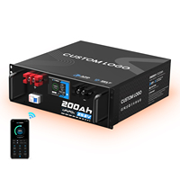 Batterie LiFePO4 25,6 V 200 Ah pour rack de serveur, 5,12 kWh, avec surveillance LCD et application, pour stockage d'énergie de secours solaire - Offre Spéciale