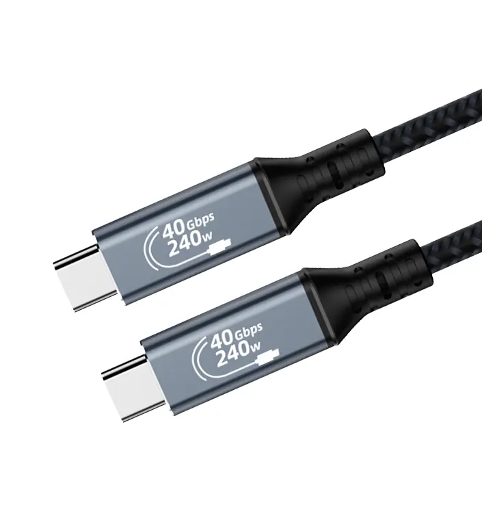 제조업체의 직접 240W USB 4 C 케이블 40Gbps 데이터 전송 꼰 몸체 알루미늄 금속 쉘 나일론 소재 자동차 사용