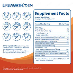 Integratore Alimentare LIFEWORTH OEM di Calcio Citrato Bariatrico, Vitamina Masticabile per Supporto Ossa e Articolazioni, 500mg, 60 Compresse - Product Image 4