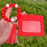 Porte-cartes en silicone coloré avec pompon, porte-monnaie, bracelet, porte-clés d'autodéfense, accessoires en vrac