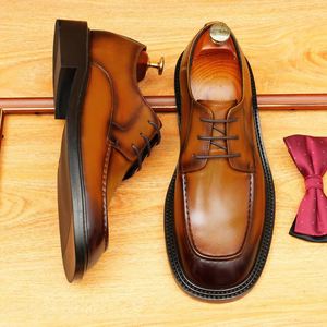 Zapatos de Vestir Formales para Hombre, Estilo Nuevo, Personalizados, con Suela Gruesa y Punta Redonda, de Cuero Genuino, para Bodas - Product Image 1