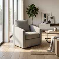 Fauteuil pivotant moderne et minimaliste en tissu écologique durable avec accoudoirs carrés pour salon, hôtel, chambre à coucher