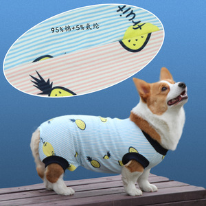 Pijamas para perros, ropa de verano con estampado de piña rosa y azul para razas pequeñas, Corgi, Bichon Frise, Yorkshire Terrier - Product Image 2