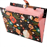 Porte-documents extensible en PP à 5 poches, motif floral, design accordéon, sac de rangement personnalisé, organiseur portable pour documents et reçus, idéal pour l'école