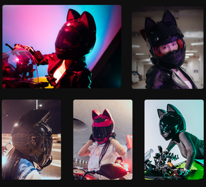 Nuevos Cascos Integrales de Motocicleta con Lente Única y Orejas de Gato Desmontables para Motocross, Carreras, Reparto de Comida - Product Image 6