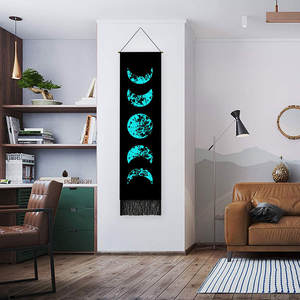 Tapisserie murale avec des Phases, du soleil et de la lune, noire, impression HD, décoration psychédélique - Product Image 5
