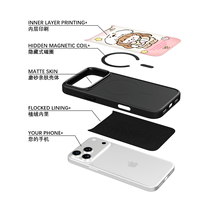 Coque de téléphone AG Feeling Black Edge avec motif chien doré pour iPhone 17, 17 Pro Max, 16 Pro, 15, 15 Pro Max – Coque magnétique