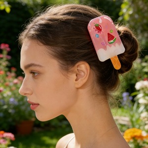 กิ๊บติดผมพีวีซีแบบขายส่ง พิมพ์โลโก้ได้ ดีไซน์<span class=keywords><strong>มะพร้าว</strong></span> 3 มิติ ขนาดใหญ่ สีฟ้า สำหรับผู้หญิง ร้านบูติก - Product Image 2