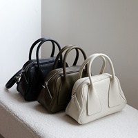 Hochwertige Luxuriöse Moderne Vintage Echtleder Wasserdichte Handtasche Bowling-Kissen Schulter-Umhängetasche Modische Reißverschluss-Clutch