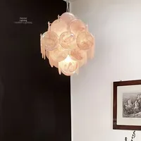 Lustre en verre de Murano italien, style rétro français, salon, salle à manger, lustre rond artistique haut de gamme