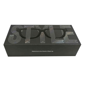 Étui à lunettes de marque Boîte à tirette noire avec LOGO en relief 3D et conception optique pour ensemble de rangement de lunettes Boîte en papier personnalisée - Product Image 1
