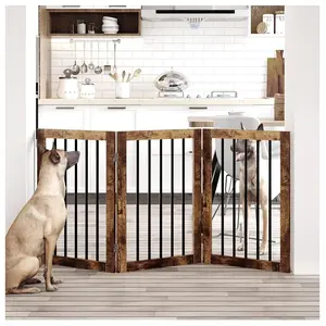 Высокое качество комнатные деревянные ворота для домашних животных складные с 3 ПАНЕЛЯМИ защитный барьер для собаки питомник ручка с рисунком животных собачий забор для помещений