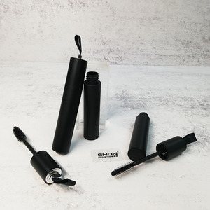 Tube de mascara vide en PETG noir mat avec bouchon décoré d'un ruban, flacon cylindrique en plastique, conteneur cosmétique personnalisé avec logo - Product Image 5