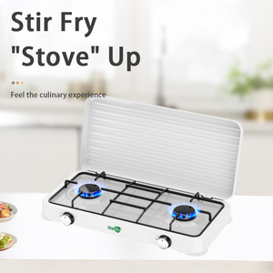 Xách tay 2-<span class=keywords><strong>burner</strong></span> bếp gas bếp đôi Tabletop đung gang chất liệu cho hộ gia đình và ngoài trời cắm trại LP gas loại - Product Image 3