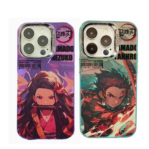 Funda para Teléfono 15 Pro Max con Diseño de Anime Demon Slayer, Panel de Manga 3D con Relieve Plateado, Material TPU, Antigolpes y Antihuellas - Product Image 1