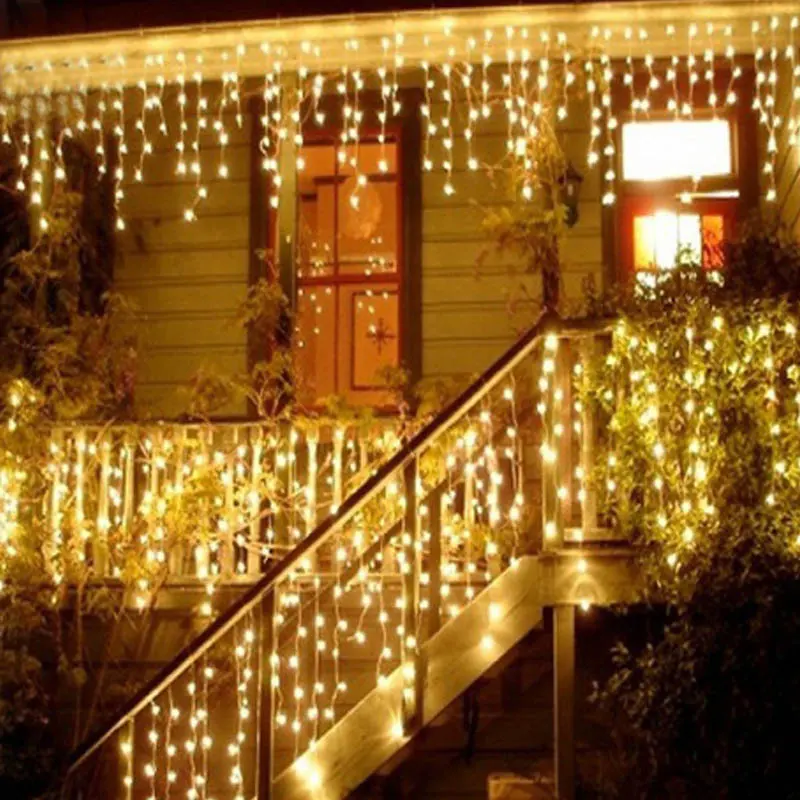 Đèn Giáng Sinh LED Curtain Icicle Chuỗi Tiên Ánh Sáng 4M 96 Leds Drop Đảng Vườn Sân Khấu Trang Trí Ngoài Trời