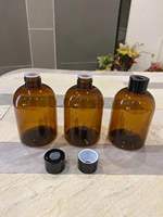 Bouteille diffuseur d'aromathérapie en plastique PET transparente, ambrée, bleue, noire, de type Boston Round, 4, 8, 16 oz, 120, 150, 250 ml, avec bouchon noir argenté et bâtonnets