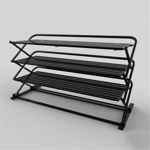 Three Layer <b>Foldable</b> <b>Shoe</b> <b>Rack</b> Carbon Steel Metal Storage Holder Rectangular Standing Type For Closet <b>Shoes</b> 10-20 Pairs - Product Image 2