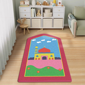 Morbido lusso Janamaz Sajadah floreale in velluto schiuma spessa imbottito da preghiera <span class=keywords><strong>per</strong></span> bambini e donne uomo - Product Image 2