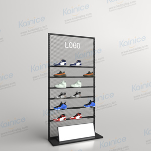 Kainice sắt đen dây kim loại thể thao sneaker Rack hiển thị từ sàn đến trần cửa sổ gương giày cho Showcase đứng - Product Image 1