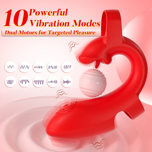 Vibrateur à doigt pour adultes avec 10 modes de vibration et de léchage de la langue - Product Image 2