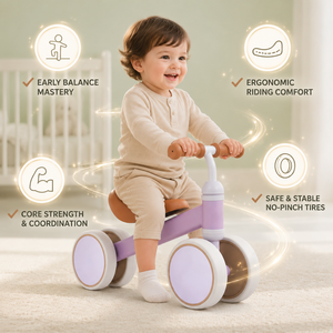 Porteur d'équilibre 4 roues anti-basculement pour bébé, roues silencieuses, trotteur sans pédales, jouet à chevaucher pour 1-3 ans, idéal pour le premier anniversaire - Product Image 2