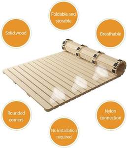 Складная деревянная рама для футона, складная кровать-татами размера «queen-<span class=keywords><strong>size</strong></span>» с решетчатым основанием типа «ролл», напольная кровать-платформа для спальни - Product Image 4