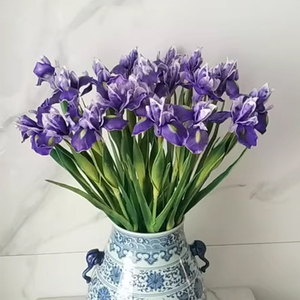 Fleurs d'<span class=keywords><strong>iris</strong></span> violettes à tige unique, toucher réaliste, en PU, artificielles, pour la décoration intérieure, pour Noël et le Nouvel An - Product Image 1
