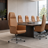 Chaise de bureau de direction en cuir de luxe, dossier haut, pivotante, avec hauteur réglable et base à roulettes