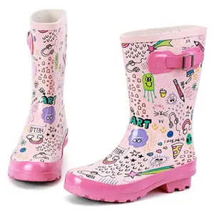 儿童防水橡胶雨靴鞋带易拉手雨靴