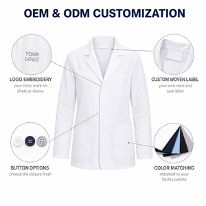 <span class=keywords><strong>Camice</strong></span> da Laboratorio su Misura per Donna, Collo a Risvolto, Mezza Cintura Posteriore, 3 Tasche, in Popeline Tessuto, <span class=keywords><strong>Camice</strong></span> Medico OEM, Uniforme Ospedaliera - Product Image 6