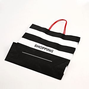 Bolsa de Papel para Compras Negra y Blanca de Alta Calidad con Asa Retorcida, Bolsas de Papel Kraft Económicas con Logotipo Personalizado Impreso, Bolsas de Papel Kraft para Cosméticos - Product Image 5
